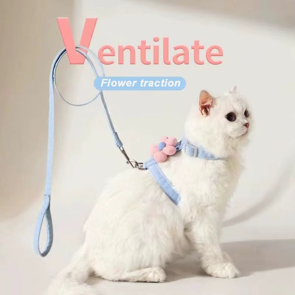 Cute Flower Pet Harness and Leash Set