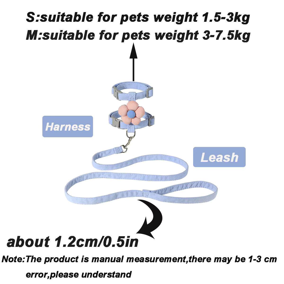 Cute Flower Pet Harness and Leash Set
